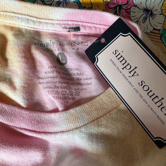 NWT Simply Southern Pink/Orange Tie Dyed "Cowgirl Summer" Short Sleeve Tee Large - Picture 13 of 13